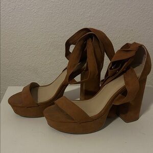 Wild Diva Tan Platform Heels